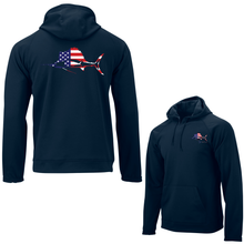 Load image into Gallery viewer, Florida Fleece Navy Sweatshirt with American Flag Offshore Design
