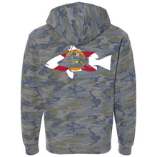 Load image into Gallery viewer, Vintage Camo Sweatshirt Hoodie with Florida Flag Diver Design
