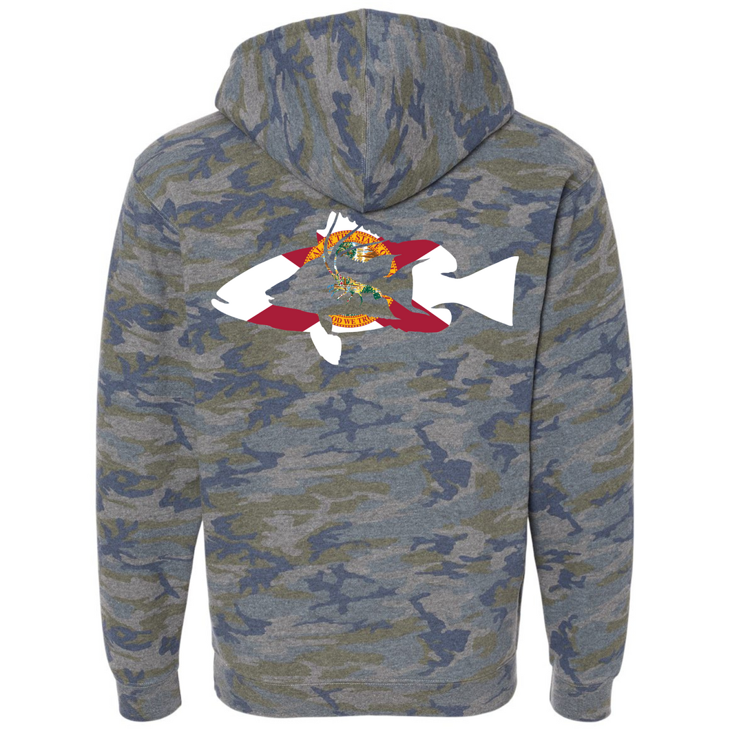 Vintage Camo Sweatshirt Hoodie with Florida Flag Diver Design