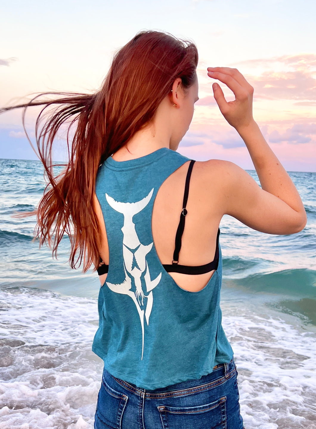 Deep Teal Bali with White Swordfish Design